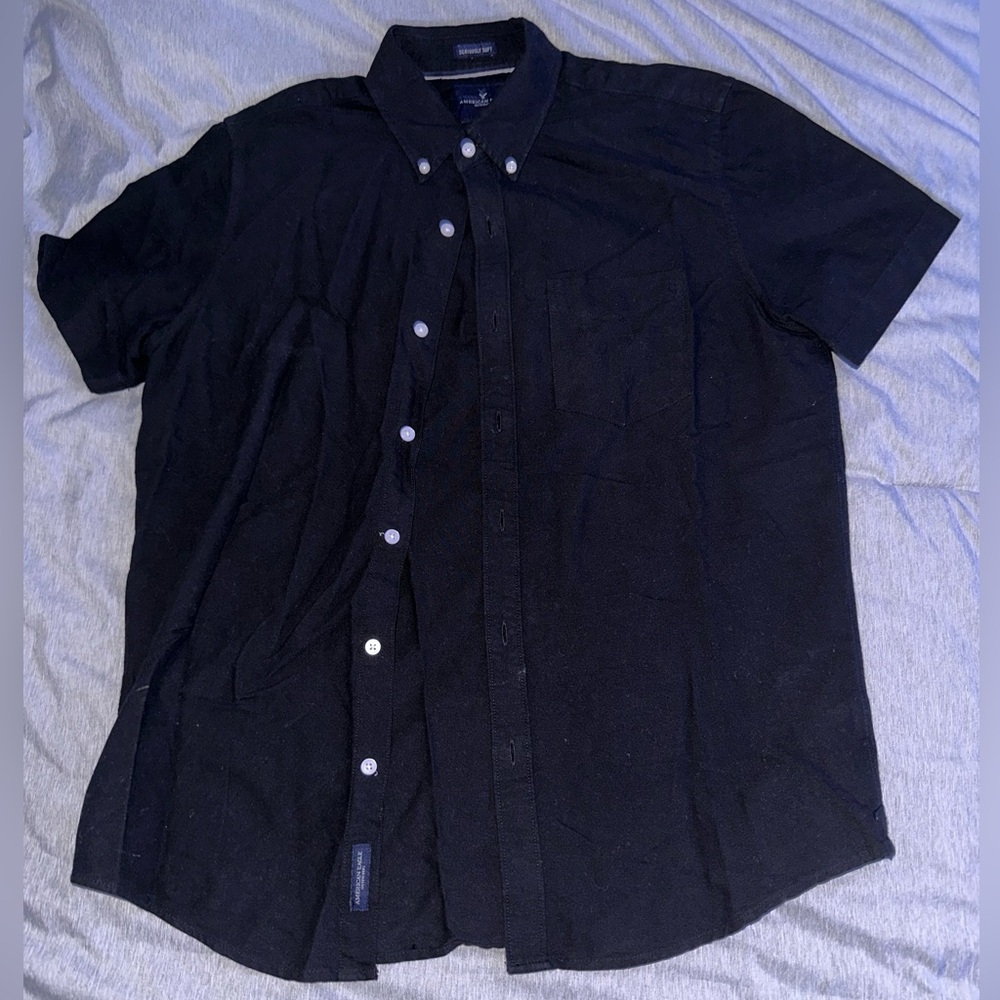 Black Short Sleeve Button Down - American Eagle